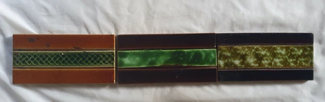 A Group Of 3 Antique (6 X 3) Inch Border Tiles, Circa 19Th Century