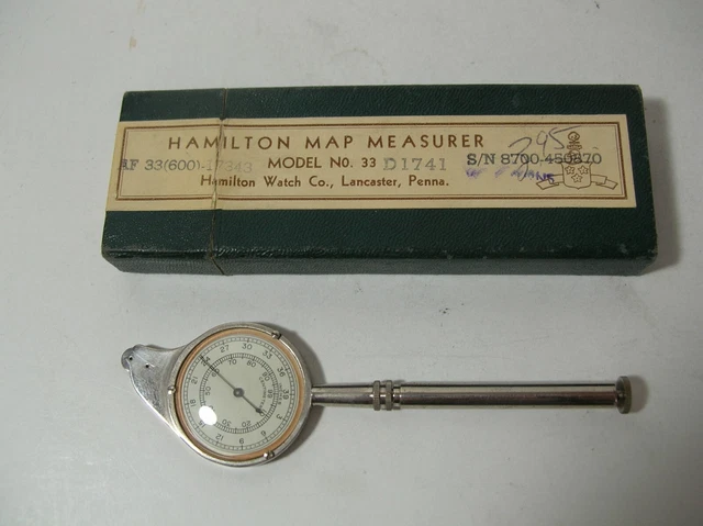 VINTAGE HAMILTON WATCH Co. Map Measurer Model No. 33 w/Box WW2 Period £ ...