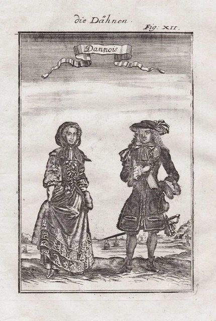 Danmark Danimarca Costumi Costume Tradizionale Engraving Incisione Mallet 1719