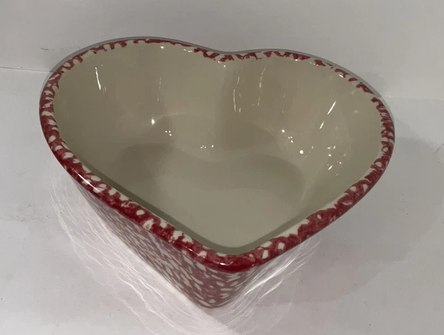Roseville Pottery Red Spongeware Heart Shaped Bowl~Dish~Made In USA~Gerald Henn