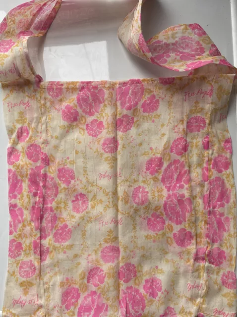 New FREE PEOPLE Sheer Cream Linen Pink Yellow  Floral Hobo Shoulder Bag  Tote