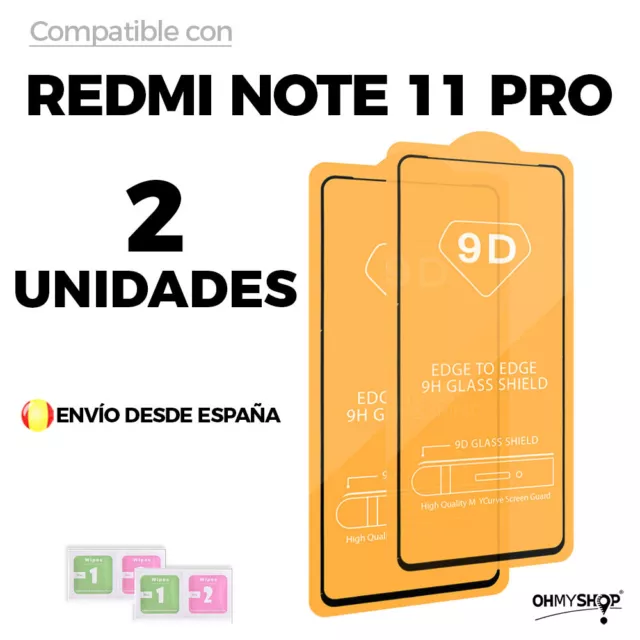 2X Protector Pantalla Para Xiaomi Redmi Note 11 Pro 4G/5G Cristal Templado 3D