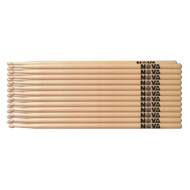 1 Brick of 12 Pairs Vic Firth NOVA 2B Drumsticks - WOOD TIP Choice of 3 Colours