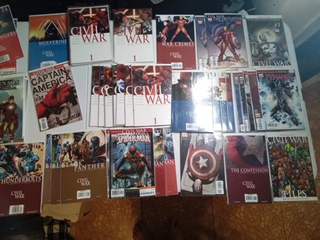 Marvel Comics Large Lot Of Civil War Vol 1 And Tie-Ins Fallen Son Files The...