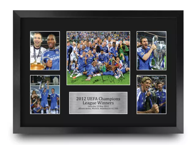 Chelsea Champions League Winners 2012 A3 Framed Signed Print Photo Football Fans