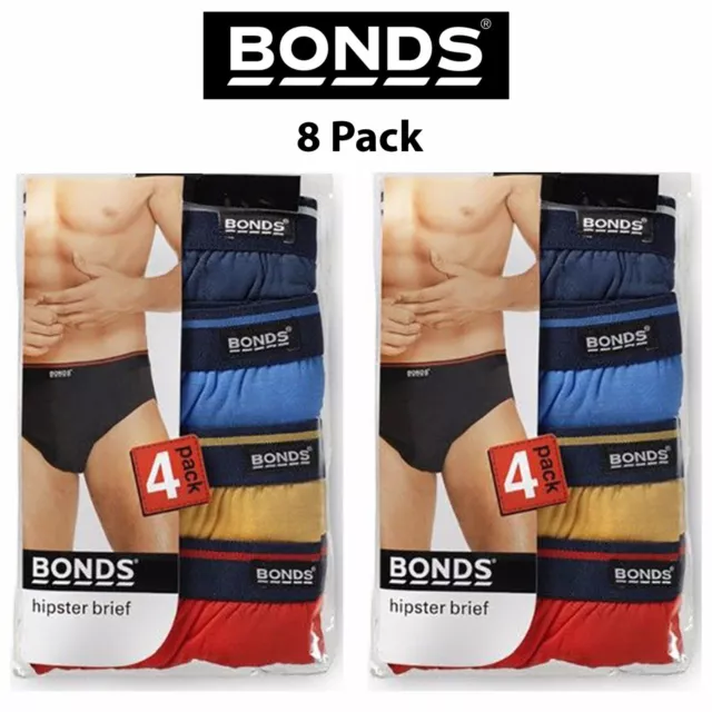 Mens Bonds Classic Basic Everyday Hipster Brief 8 Pack M38DM4 Work Day Cotton