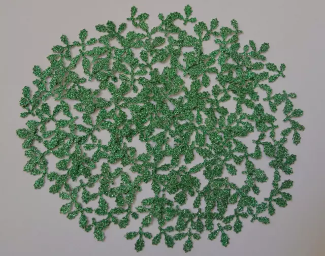 200 Mini Stechpalme Blatt Sprigs Glitzer Karte Herstellung Weihnachtsverzierungen