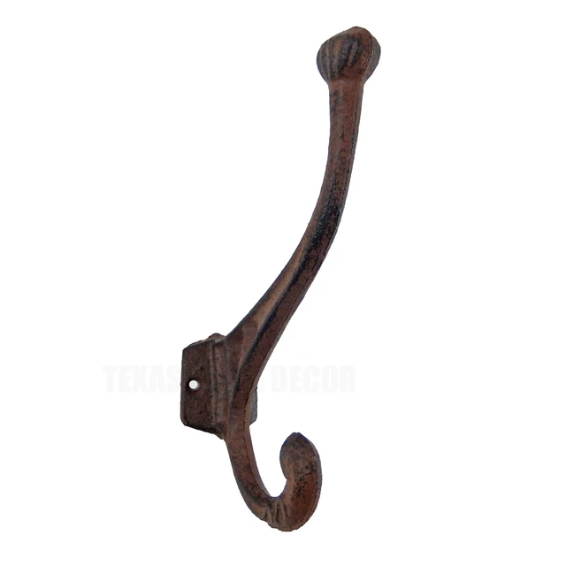 Rustic Cast Iron Vines Double Wall Hooks Towel Hat Coat Purse Hanger (Pack of 4) 3