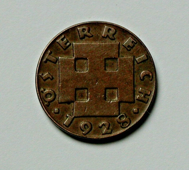 1928 AUSTRIA Coin - 2 Groschen - brown