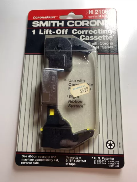 SMITH CORONA H 21060 (H 63412) CORRECTING CASSETTE LIFT OFF TAPE A-1 zar
