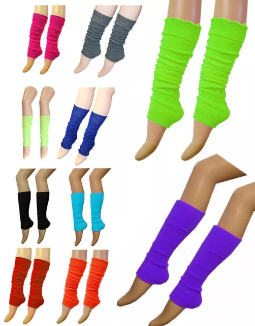 New 80's UV Neon Plain Top Luxurious Legwarmer Adults Ladies Party Leg warmers