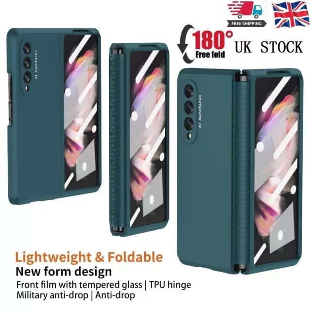 For Samsung Galaxy Z Fold5/4/3 Hinge Shockproof Folding Cover Case w Screen Film