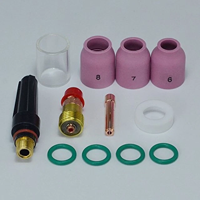Kit 9 Pièces Pour Torche TIG Stubby - Buse Isolée #12, Objectif Gaz 17GL332, Pour WP 17/18/26