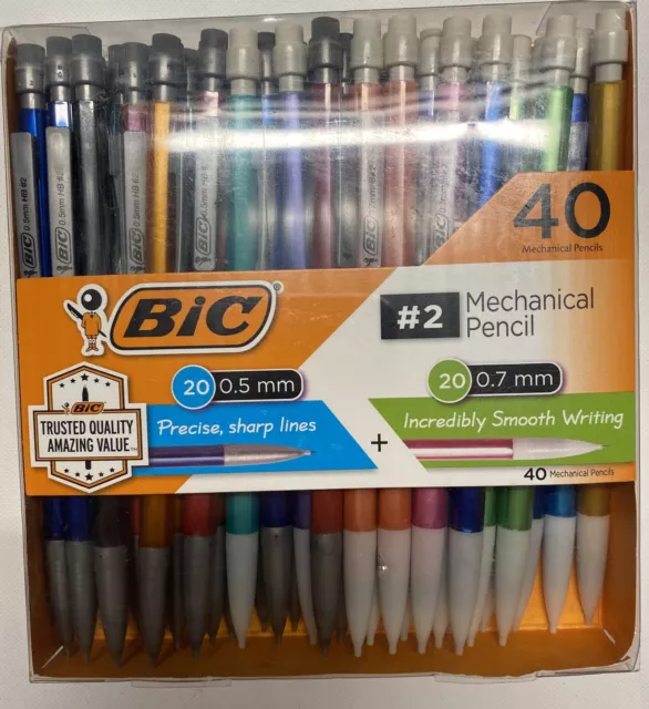 BIC #2 Mechanical Pencil, 40 Pack (20: .5mm & 20: .7mm)