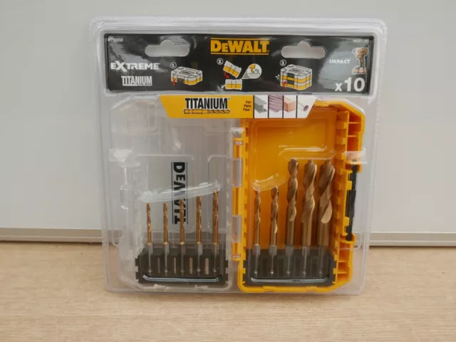 DeWALT EXTREME DT50050 10PCE HSS G TITANIUM IMPACT DRILL BIT SET 1/4" HEX SHANK