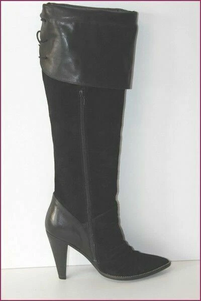 SAN MARINA Bottes Genoux Pointues Daim plissé et Cuir T 39 TTBE 3