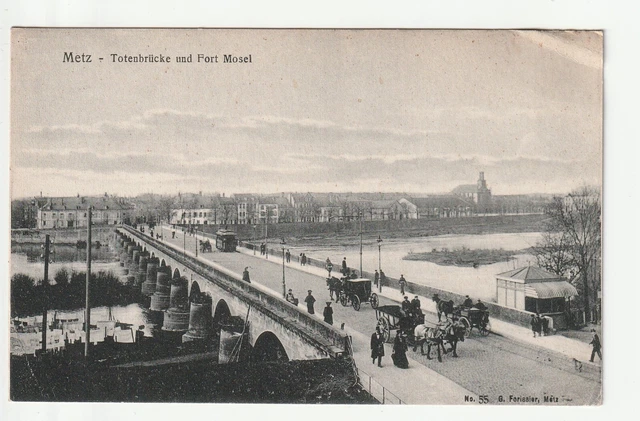 METZ  - Moselle - CPA 57 - Ponts - pont sur la Moselle - attelages