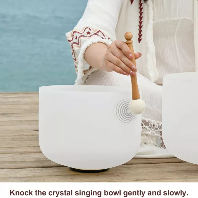 8" Heart Chakra Quartz Crystal Singing Bowl F Note Sound Healing Meditation UK