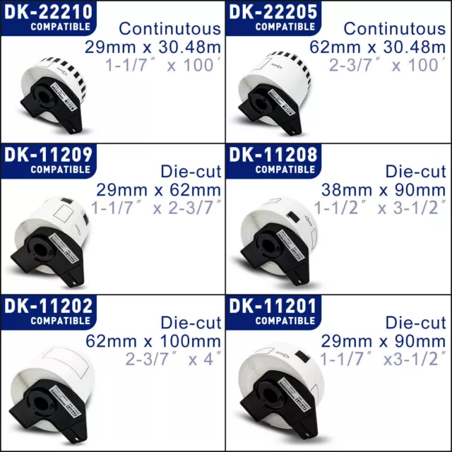 Continuous Label Roll for Brother DK-22205 DK-11201 DK-11202 for QL-570 QL-700