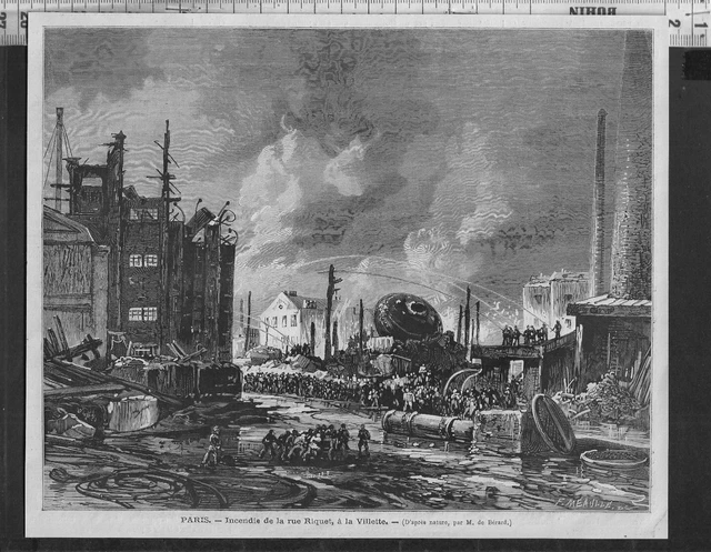 G386 / Gravure 1888 /  Paris - Incendie De La Rue Riquet