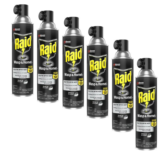 6 CANS RAID Wasp & Mud Daubers Yellow Jackets Spray Killer 17.5