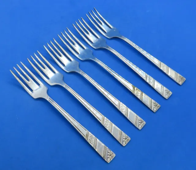 Silver plate electroplate vintage Art Deco antique set of six fish forks cutlery