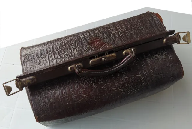 Alte XXL Arzttasche Apothekentasche Koffer Leder Vintage 3