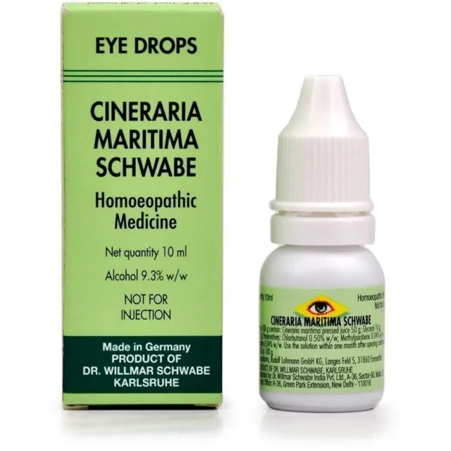 2 X Willmar Schwabe Allemagne Cineraria Maritima Eye Drops - (SANS ALCOOL)