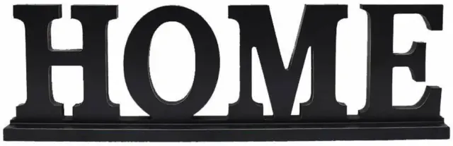 Black Wood Home Letter Cut-Out Standing Tabletop Sign Block Letters Decor