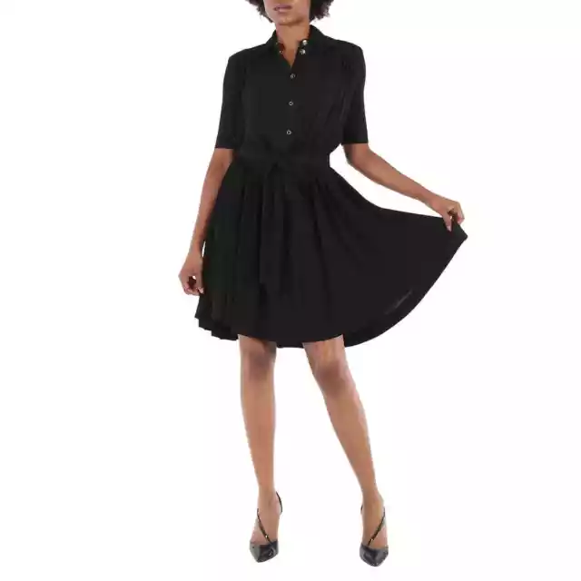 Burberry Black Jersey Gathered Short-sleeve Dress, Brand Size 4 (US Size 2)