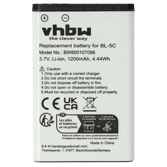 Batteria Vhbw Per Hyundai MB-D125, SX330: 1000mAh, 3.7V, Li-Ion, Sostituisce Nokia BL-5C