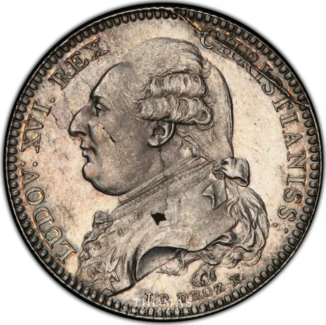 Monnaie - Louis XVI - Essai argent Louis d'or de Calonne 1787 Flan Bruni - PCGS