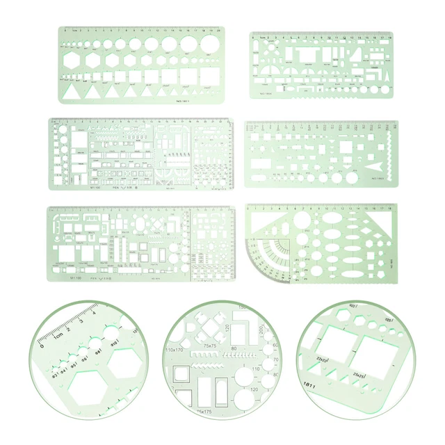 LOT DE 7 pochoirs de dessin pochoirs pour fournitures de bureau outil