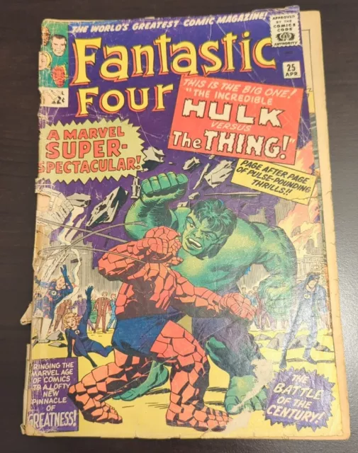 Fantastic Four 25 Marvel 1964 Hulk vs Thing Avengers 2nd Silver Captain America