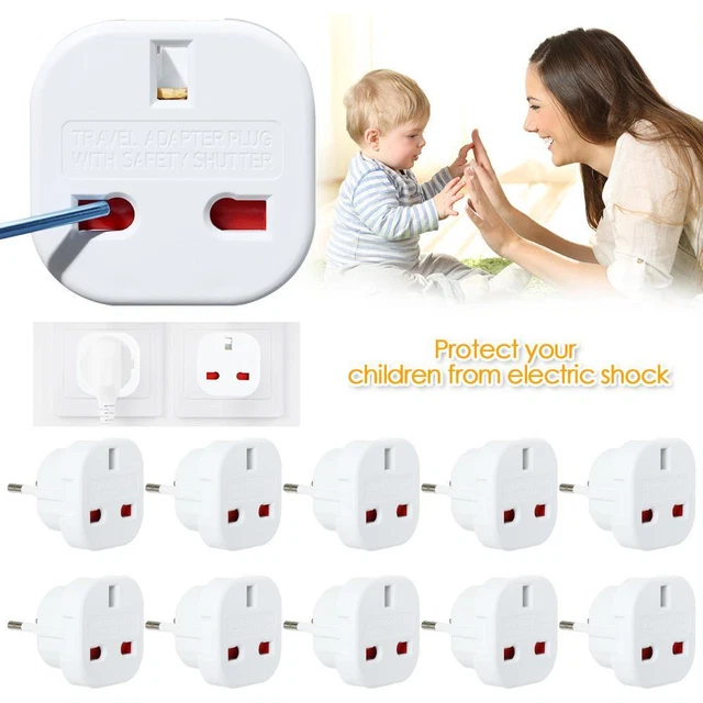 Wall Socket Outlet Connector Socket Plug Travel Adapter UK to EU Converter