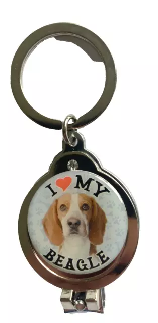 I Love My Beagle Dog Keychain Nail Clipper Bottle Opener 30mm Silver Color Gift