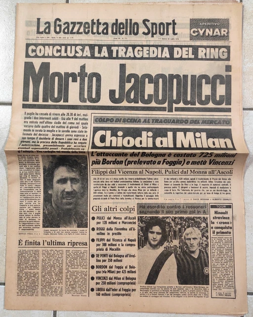 GAZZETTA DELLO SPORT 22 MAGGO 1978 MOSER VNCE A VENEZA GR D'TALA