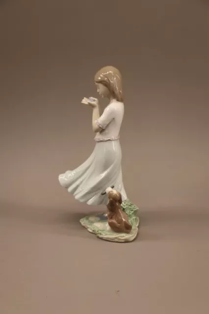 Lladro Retired Porcelain Figure "Whispering Breeze" Young Girl with Dog 2