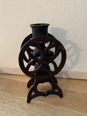 Antique Cast Iron Candle Holder Grinding Wheel HTF - see photos Approx 6” high