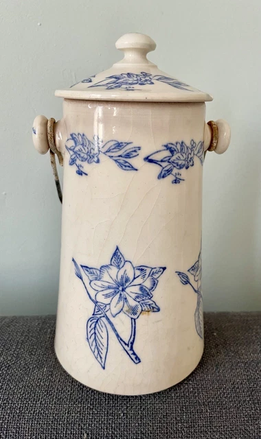ANCIEN POT À lait faïence Digoin Sarreguemines AGRESTE décor fleurs