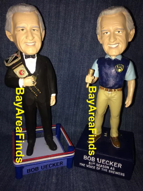 2 Milwaukee Brewers Bob Uecker Bobblehead WWE Talking 2021 SGA Bobble
