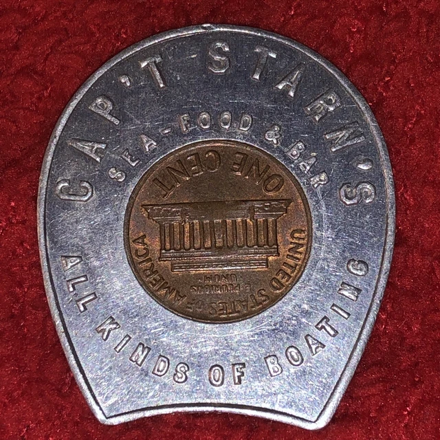 1972 D Lucky Penny Captain Starn’s Bar Key Chain "KEEP ME AND NEVER GO BROKE