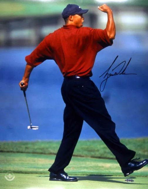 Tiger Woods Signed Autographed 16X20 Photo Iconic Famous "Fist Pump" UDA