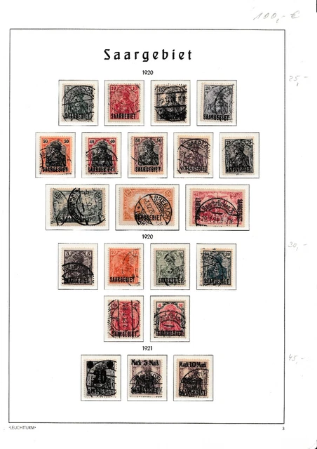 Briefmarken Saargebiet Mi.-Nr. 32-52 gestempelt