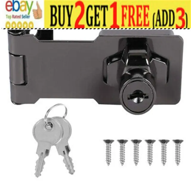 3" Locking Hasp and Staple with Keys Padlock Garage Lock Cupboard Shed UK TL