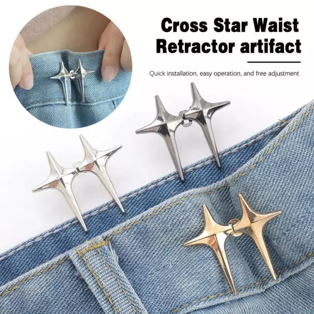 JEANS TIGHTEN WAIST Button Adjustable Star Waist Clip Metal Pin for Skirt  Pan I9 $2.00 - PicClick AU