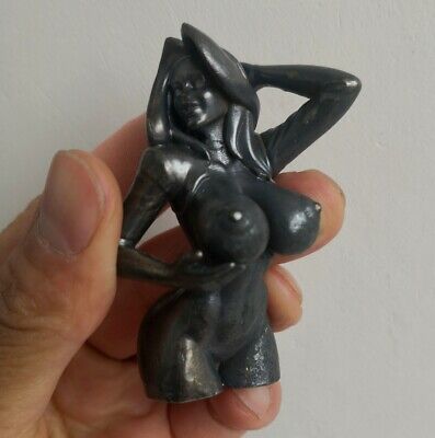 Black Solid Brass Naked Hot Girl Statue Art Beauty Model  Artwork Big Bosom Ass