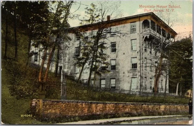 Port Jervis, New York Postcard "Mountain House School" Street View c1910s Unused