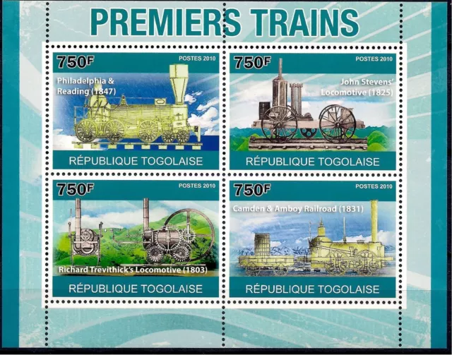 Togo 2010 First Trains Old Locomotives Railway Rail Transport History sheet MNH