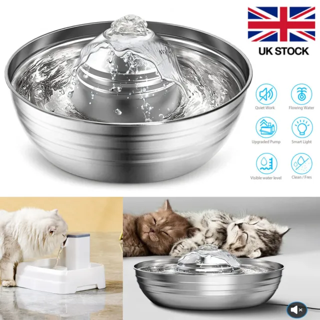 UK Cats Water Fountain Automatic Electric Pet Cat Dog Drinking Dispenser Filters